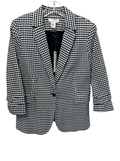Rachel Zoe Size M Black & White Rayon Blend Gingham One Button Lapels Blazer Black & White / M