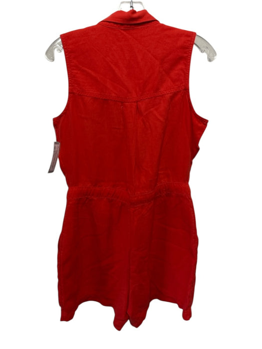 Nicole Miller Size 6 Orange Lyocell blend Button Front Sleeveless Romper Orange / 6