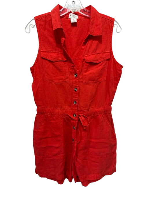 Nicole Miller Size 6 Orange Lyocell blend Button Front Sleeveless Romper Orange / 6
