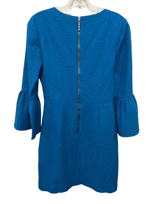Lilly Pulitzer Size 2 Blue Poly Blend Jacquard Zip Back Knee Length Dress Blue / 2