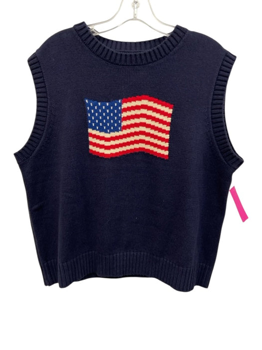 Porridge Size Medium Blue, Red, White Cotton Blend Knit American Flag Vest Blue, Red, White / Medium