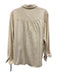 Pilcro Size Large Cream & Brown Cotton Long Sleeve Snap Button Patch Pocket Top Cream & Brown / Large