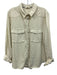 Pilcro Size Large Cream & Brown Cotton Long Sleeve Snap Button Patch Pocket Top Cream & Brown / Large