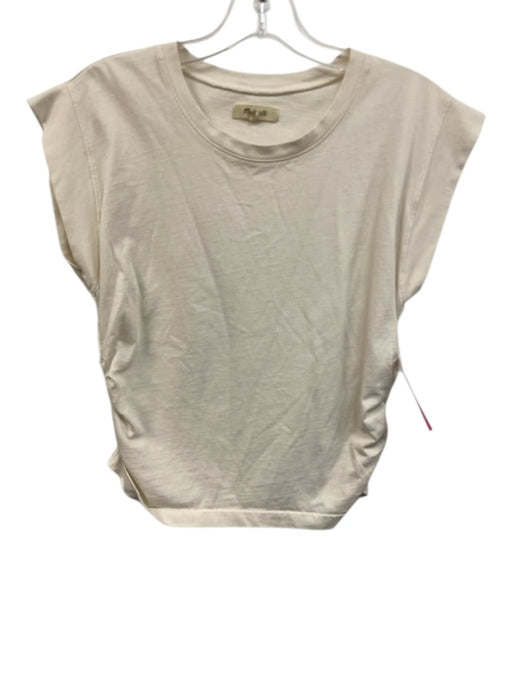Madewell Size Small Cream White Cotton Blend Sleeveless Ruched Top Cream White / Small