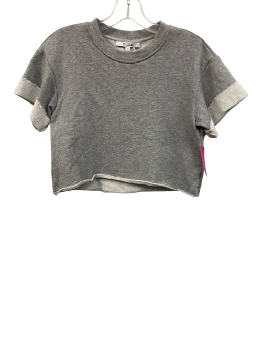 Derek Lam 10 Crosby Size 2 Gray Cotton Short Sleeve Heathered Sweater Gray / 2