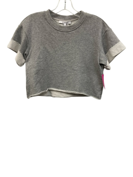 Derek Lam 10 Crosby Size 2 Gray Cotton Short Sleeve Heathered Sweater Gray / 2
