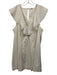 Pilcro Size Est L Cream White Cotton Cap Sleeve Button Detail Raw Hem Dress Cream White / Est L