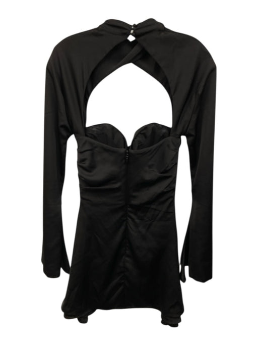House of CB Size Small Black Polyester Long Sleeve Pleated Cut Out Mini Dress Black / Small