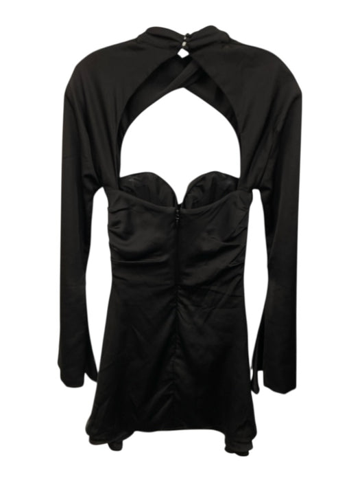 House of CB Size Small Black Polyester Long Sleeve Pleated Cut Out Mini Dress Black / Small
