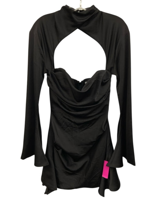 House of CB Size Small Black Polyester Long Sleeve Pleated Cut Out Mini Dress Black / Small