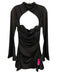 House of CB Size Small Black Polyester Long Sleeve Pleated Cut Out Mini Dress Black / Small
