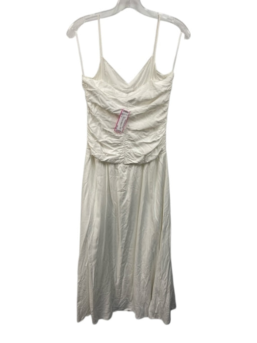 O.P.T. Size 6 White Rayon Spaghetti Strap Ruched Gathered Maxi Dress White / 6
