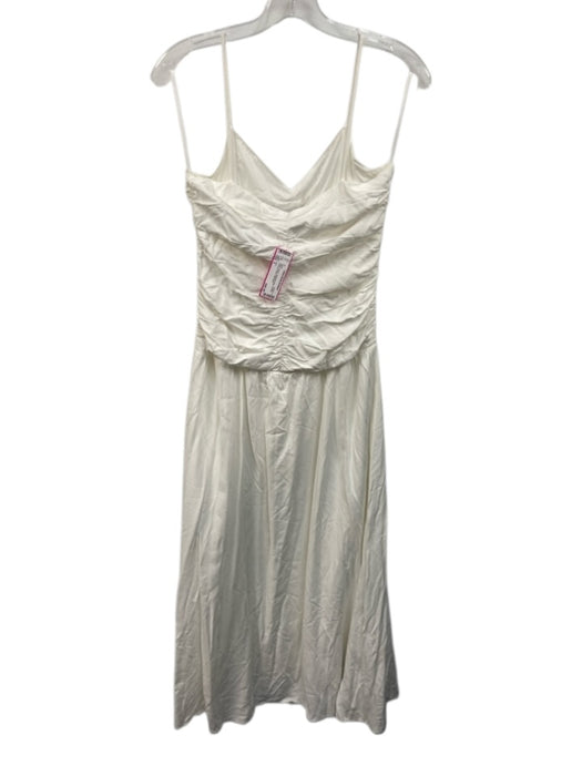 O.P.T. Size 6 White Rayon Spaghetti Strap Ruched Gathered Maxi Dress White / 6