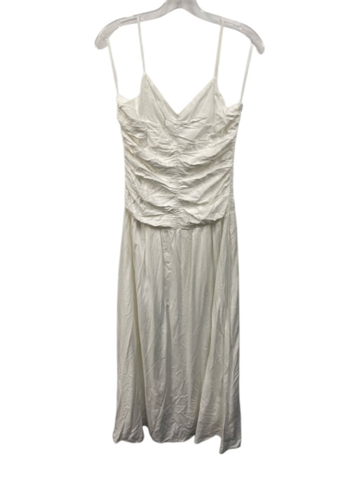 O.P.T. Size 6 White Rayon Spaghetti Strap Ruched Gathered Maxi Dress White / 6
