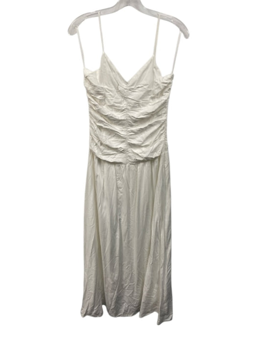 O.P.T. Size 6 White Rayon Spaghetti Strap Ruched Gathered Maxi Dress White / 6