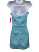 More To Come Size Medium Light Blue Polyester Strapless Tweed Fringe Dress Light Blue / Medium