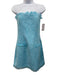 More To Come Size Medium Light Blue Polyester Strapless Tweed Fringe Dress Light Blue / Medium