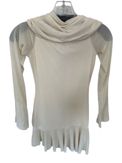Peppermayo Size S Cream Off Shoulder Long Bell Sleeve Drop Waist Mini Dress Cream / S