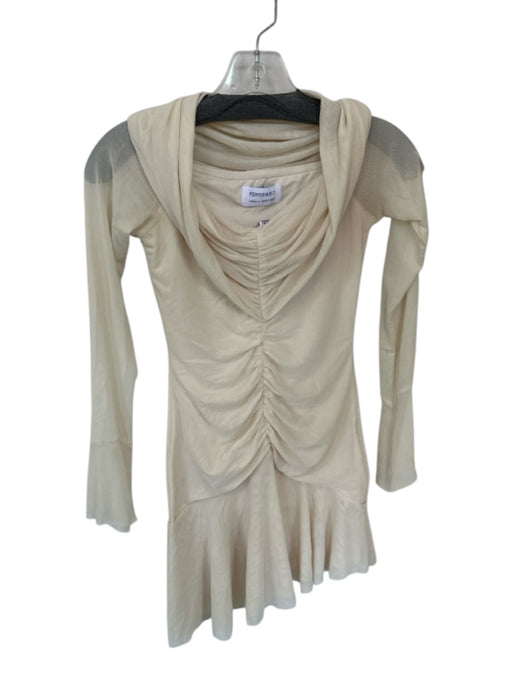 Peppermayo Size S Cream Off Shoulder Long Bell Sleeve Drop Waist Mini Dress Cream / S