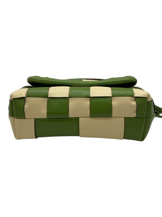 Tory Burch Green & Yellow Leather Checked Logo Flap Closure shoulder bag Bag Green & Yellow / Medium