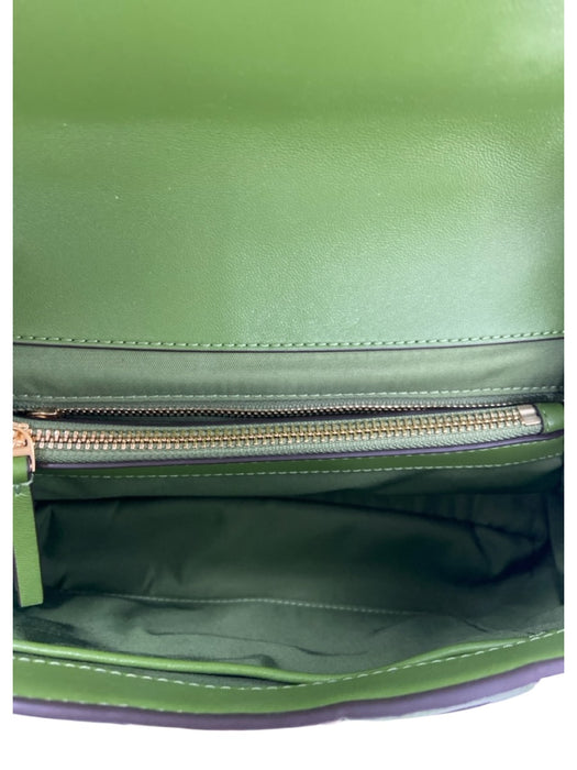 Tory Burch Green & Yellow Leather Checked Logo Flap Closure shoulder bag Bag Green & Yellow / Medium