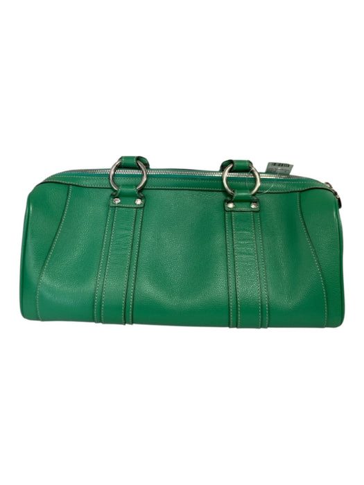 MCM Green & Silver Leather Silver Hardware Logo Rectangle shoulder bag Bag Green & Silver / Medium