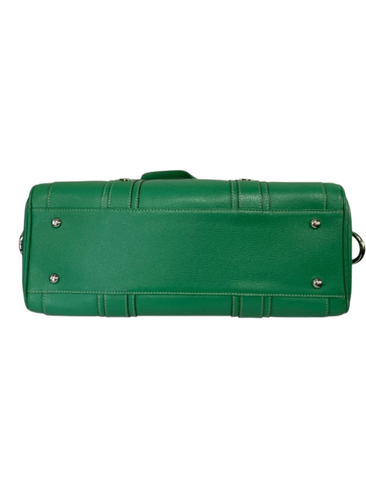 MCM Green & Silver Leather Silver Hardware Logo Rectangle shoulder bag Bag Green & Silver / Medium
