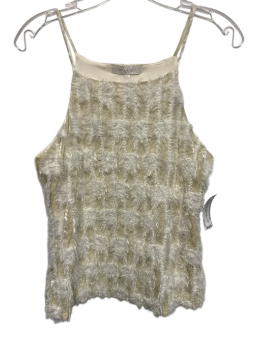 Eri + Ali Size S Cream Polyester Blend Velvet Tufted Sleeveless Top Cream / S