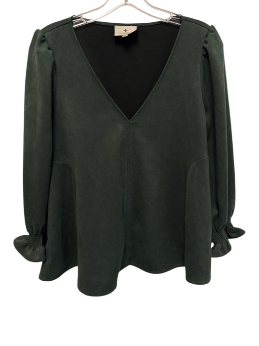 Tuckernuck Size M Green Polyester & Spandex V Neck Gathered Wrist Top Green / M