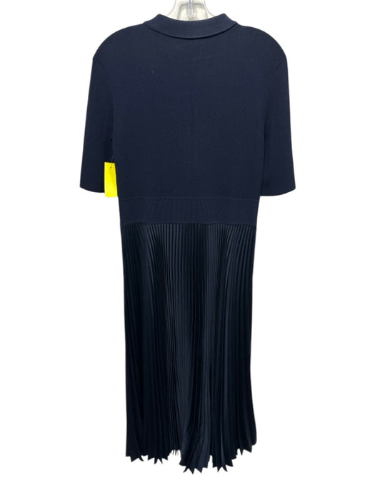 ME + EM Size 12 Navy Blue Collar Pleated Quarter Zip Midi Dress Navy Blue / 12