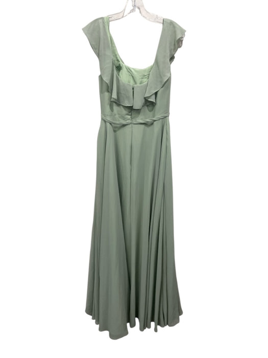Azazie Size S Seafoam Green Polyester Chiffon Overlay Flounce Sleeve A line Gown Seafoam Green / S