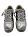 Shu Shop Shoe Size 9 Silver & Black Leather Upper Lace Up Striped Sneakers Silver & Black / 9