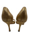 Manolo Blahnik Shoe Size 38 Gold & Tan Leather & Textile Pleated Crystal Pumps Gold & Tan / 38