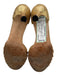Manolo Blahnik Shoe Size 38 Gold & Tan Leather & Textile Pleated Crystal Pumps Gold & Tan / 38