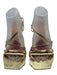 Gucci Shoe Size 39 Gold & Red Leather Square Toe Double Strap Horse Bit Pumps Gold & Red / 39