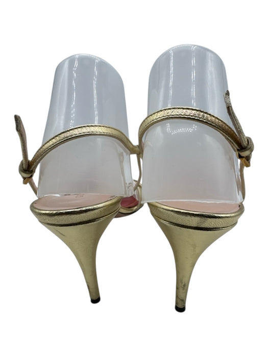 Gucci Shoe Size 39 Gold & Red Leather Square Toe Double Strap Horse Bit Pumps Gold & Red / 39