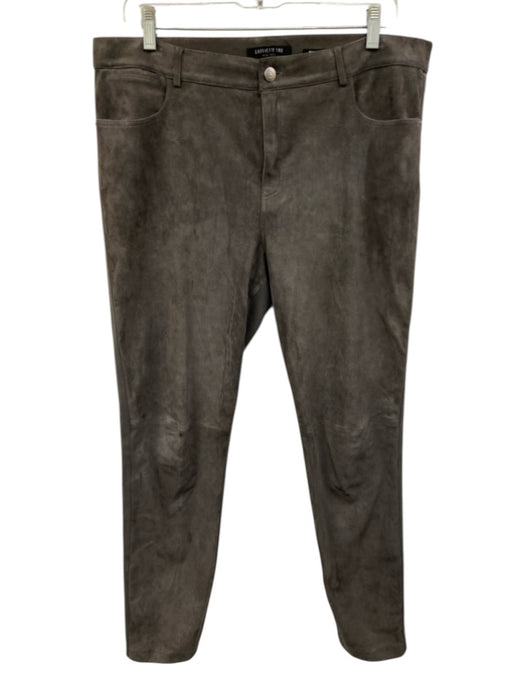 Lafayette 148 Size 12 Gray Leather Viscose Pockets Mid Rise Pants Gray / 12