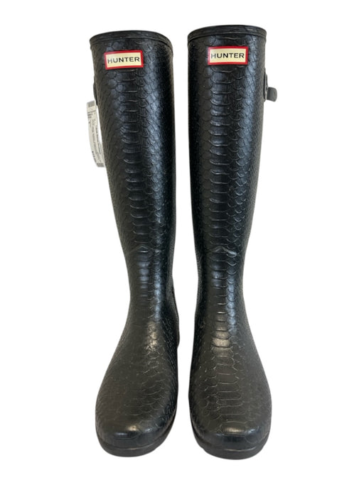 Hunter Shoe Size 9 Black Rubber Snake Embossed Knee Length Rainboot Boots Black / 9