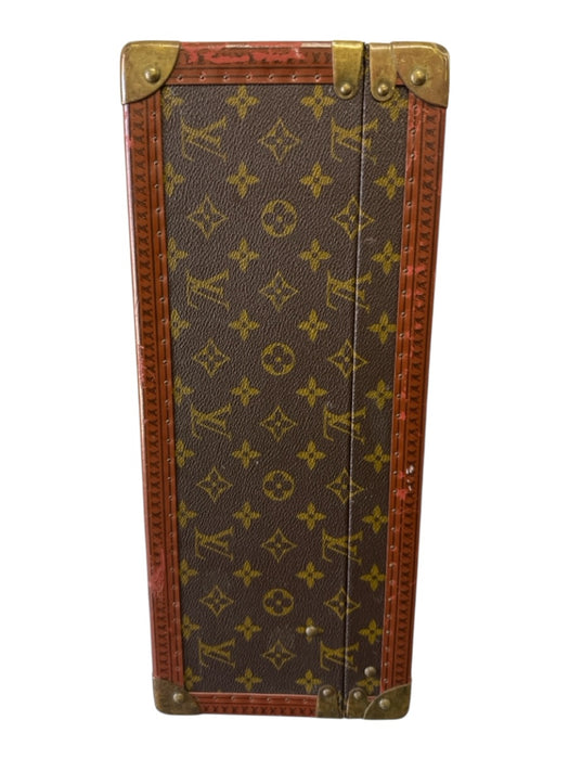 Louis Vuitton Brown & Tan Coated Canvas Brass Hardware Monogram Trunk Luggage Brown & Tan