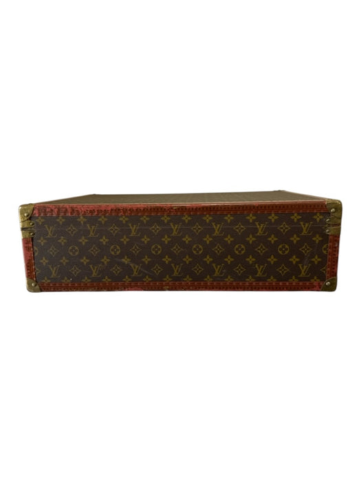 Louis Vuitton Brown & Tan Coated Canvas Brass Hardware Monogram Trunk Luggage Brown & Tan