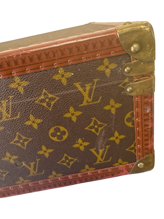 Louis Vuitton Brown & Tan Coated Canvas Brass Hardware Monogram Trunk Luggage Brown & Tan