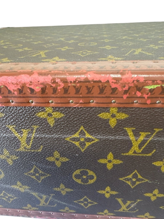 Louis Vuitton Brown & Tan Coated Canvas Brass Hardware Monogram Trunk Luggage Brown & Tan
