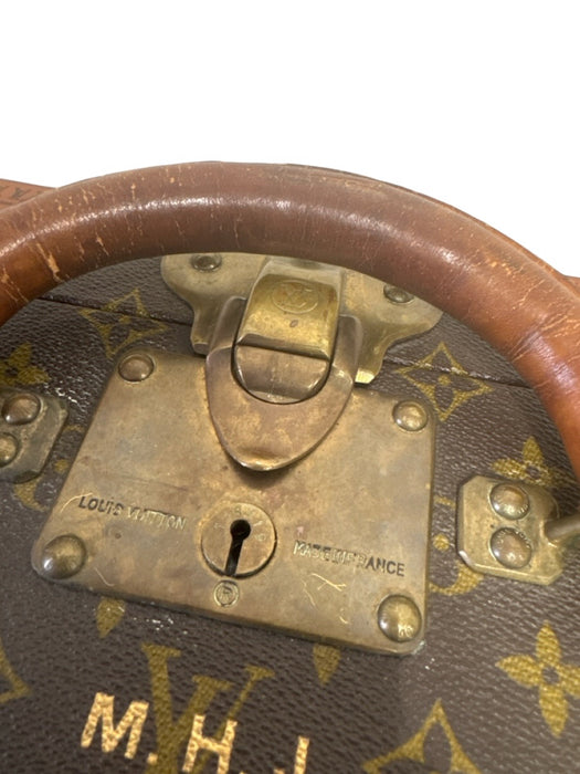 Louis Vuitton Brown & Tan Coated Canvas Brass Hardware Monogram Trunk Luggage Brown & Tan
