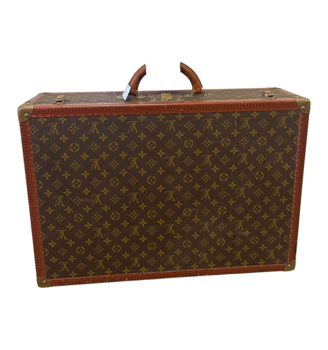 Louis Vuitton Brown & Tan Coated Canvas Brass Hardware Monogram Trunk Luggage Brown & Tan