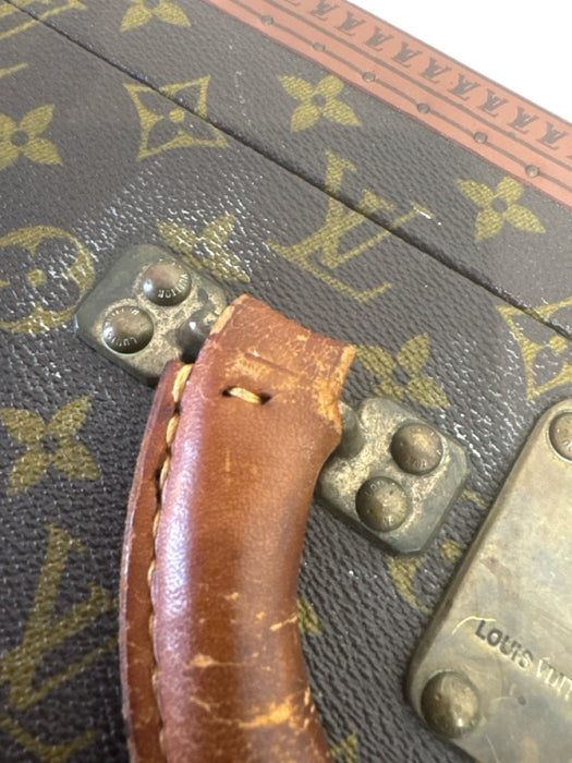 Louis Vuitton Brown & Tan Coated Canvas Brass Hardware Monogram Trunk Luggage Brown & Tan