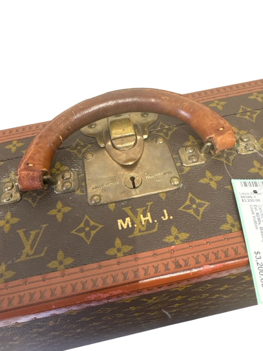 Louis Vuitton Brown & Tan Coated Canvas Brass Hardware Monogram Trunk Luggage Brown & Tan