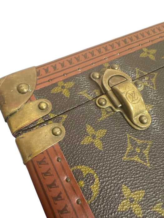 Louis Vuitton Brown & Tan Coated Canvas Brass Hardware Monogram Trunk Luggage Brown & Tan