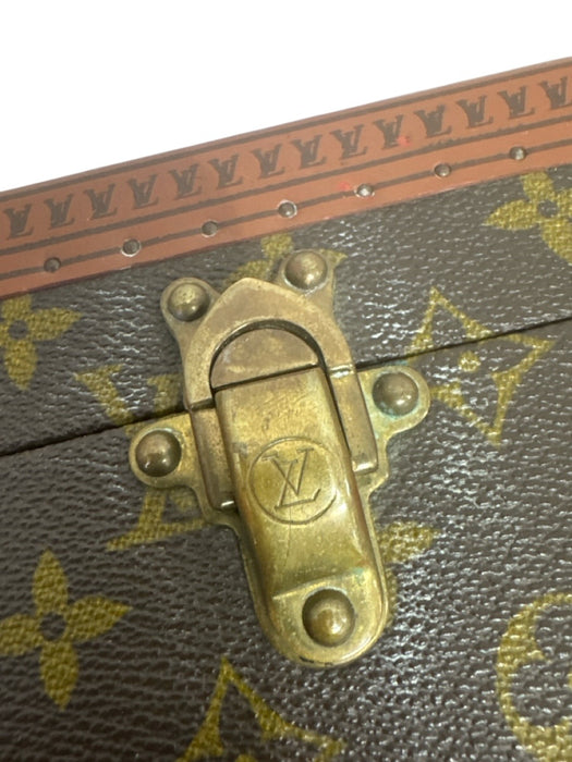 Louis Vuitton Brown & Tan Coated Canvas Brass Hardware Monogram Trunk Luggage Brown & Tan