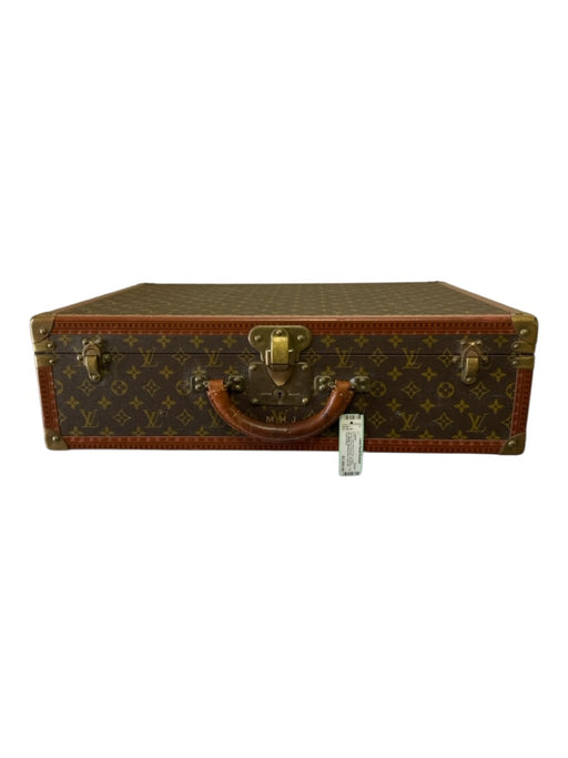 Louis Vuitton Brown & Tan Coated Canvas Brass Hardware Monogram Trunk Luggage Brown & Tan