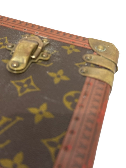 Louis Vuitton Brown & Tan Coated Canvas Brass Hardware Monogram Trunk Luggage Brown & Tan
